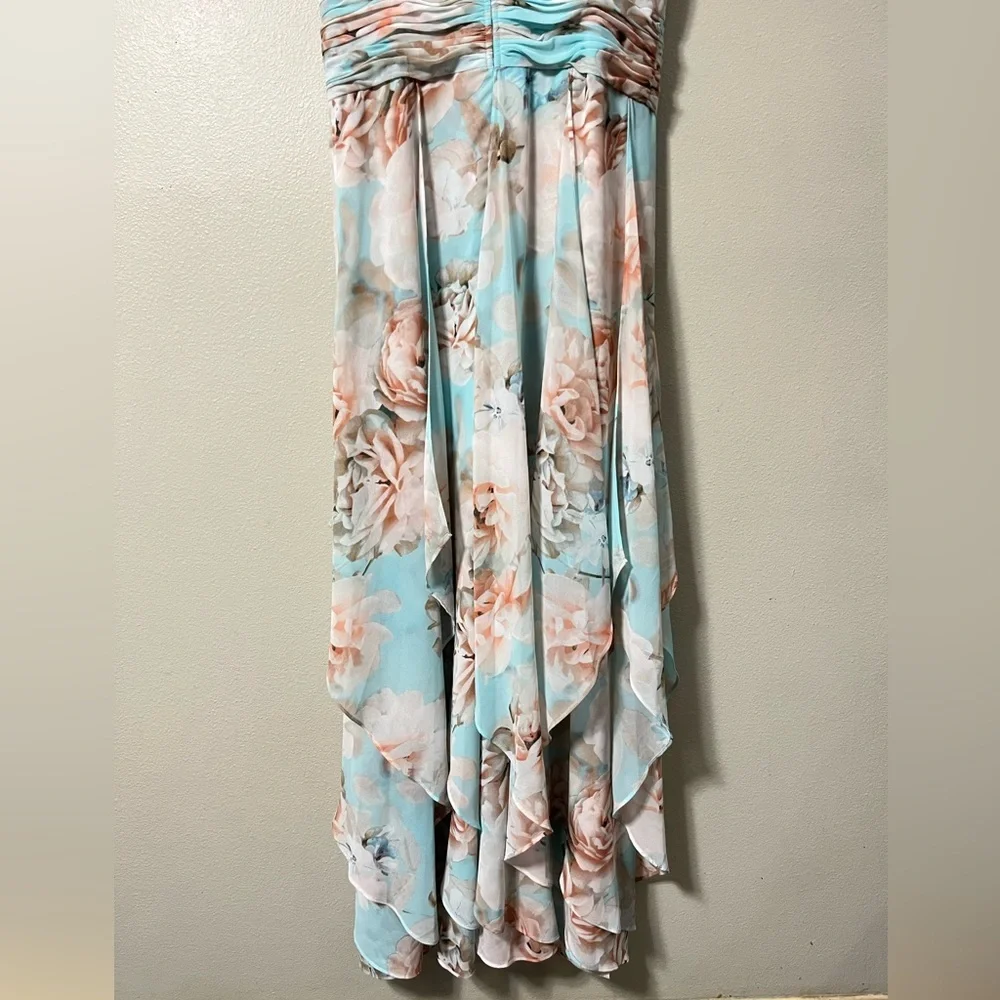 Calvin Klein Floral Maxi Long Flowy Beaded Neck Halter Party Wedding Dress Sz 12 - Picture 7 of 9